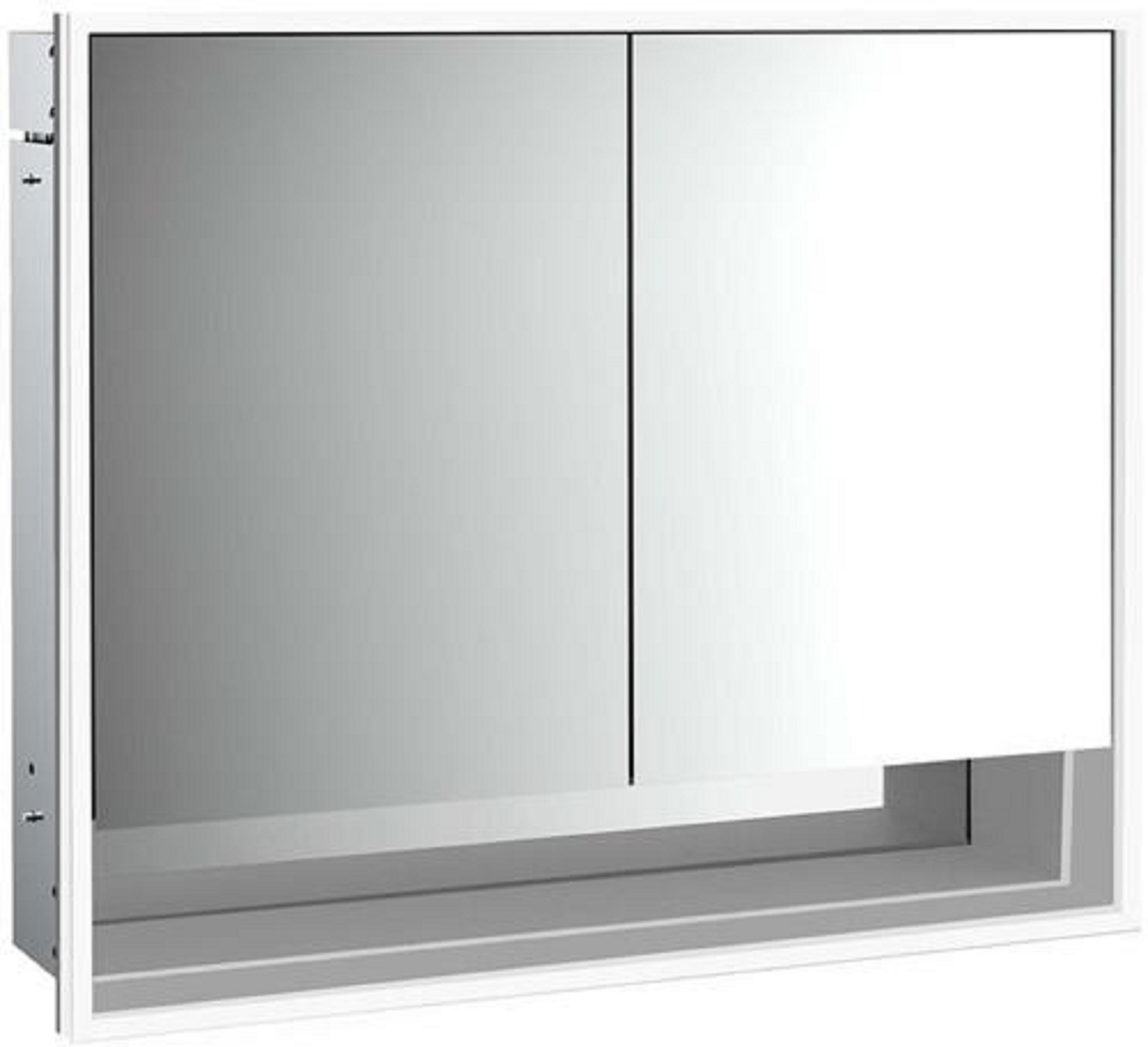 LED-Lichtspiegelschrank | LOFT | Unterputz, 800 x 733 mm, 2-türig, Unterf | Aluminium/weiß