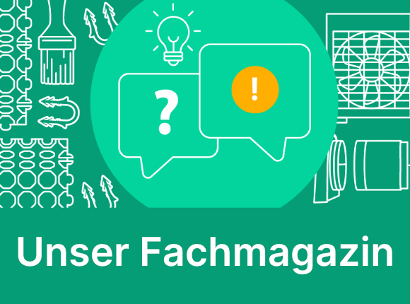 Unser Fachmagazin grüner Hintergrund mit weißen Icons und Sprechblasen