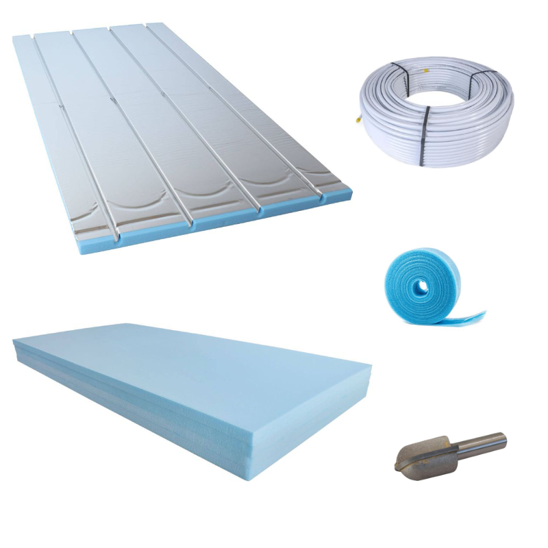 XPS Trockenbauset 150m², Alu-Verbundrohr 16x2mm, mit Randdämmstreifen