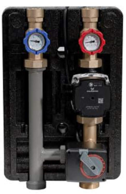 ZEWO WP-ECO Pumpengruppe DN 25, mit Mischer | Home Perfect ZEWO WP-ECO Pumpengruppe DN 25, mit Mischer, Frontansicht, vor weißem Hintergrund