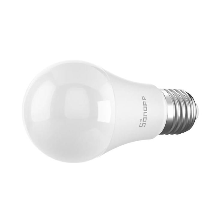 SONOFF Leuchtmittel B05-B-A60 Wifi LED RGB Lampe, vor weißem Hintergrund, liegend
