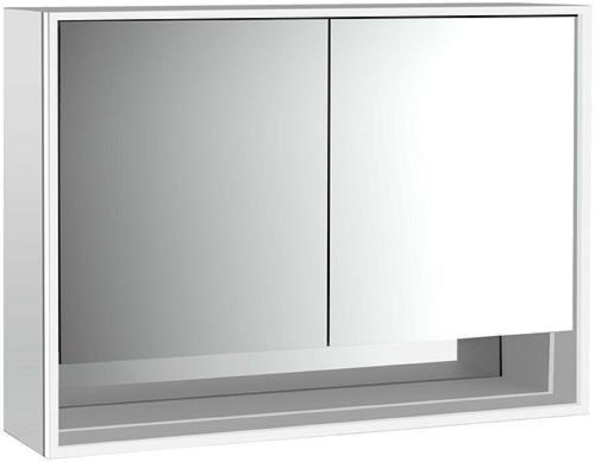LED-Lichtspiegelschrank | LOFT | Aufputz, 1000 x 733 mm, 2-türig, Unterfa | Aluminium/weiß