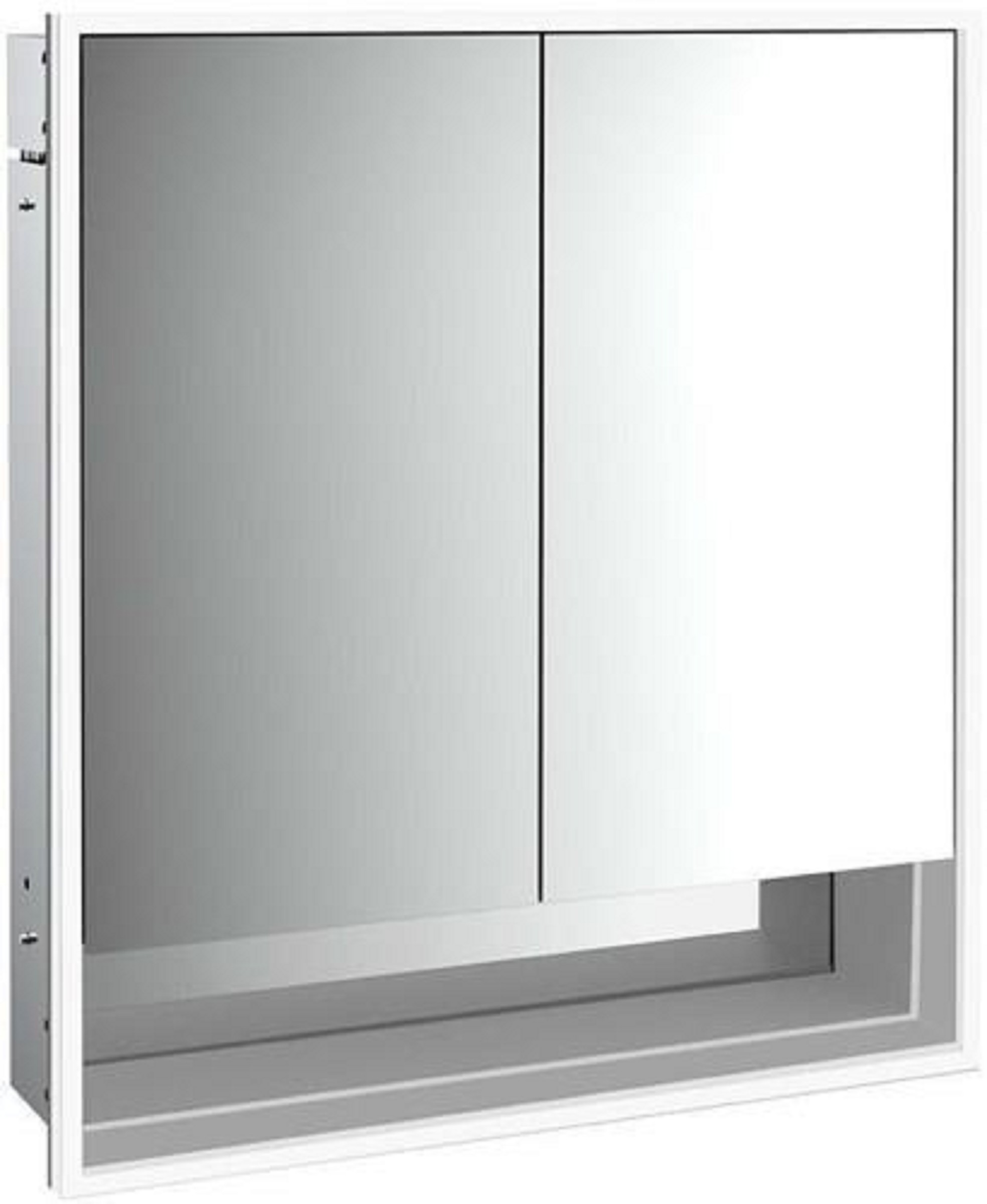 LED-Lichtspiegelschrank | LOFT | Unterputz, 600 x 733 mm, 2-türig, Unterf | Aluminium/weiß