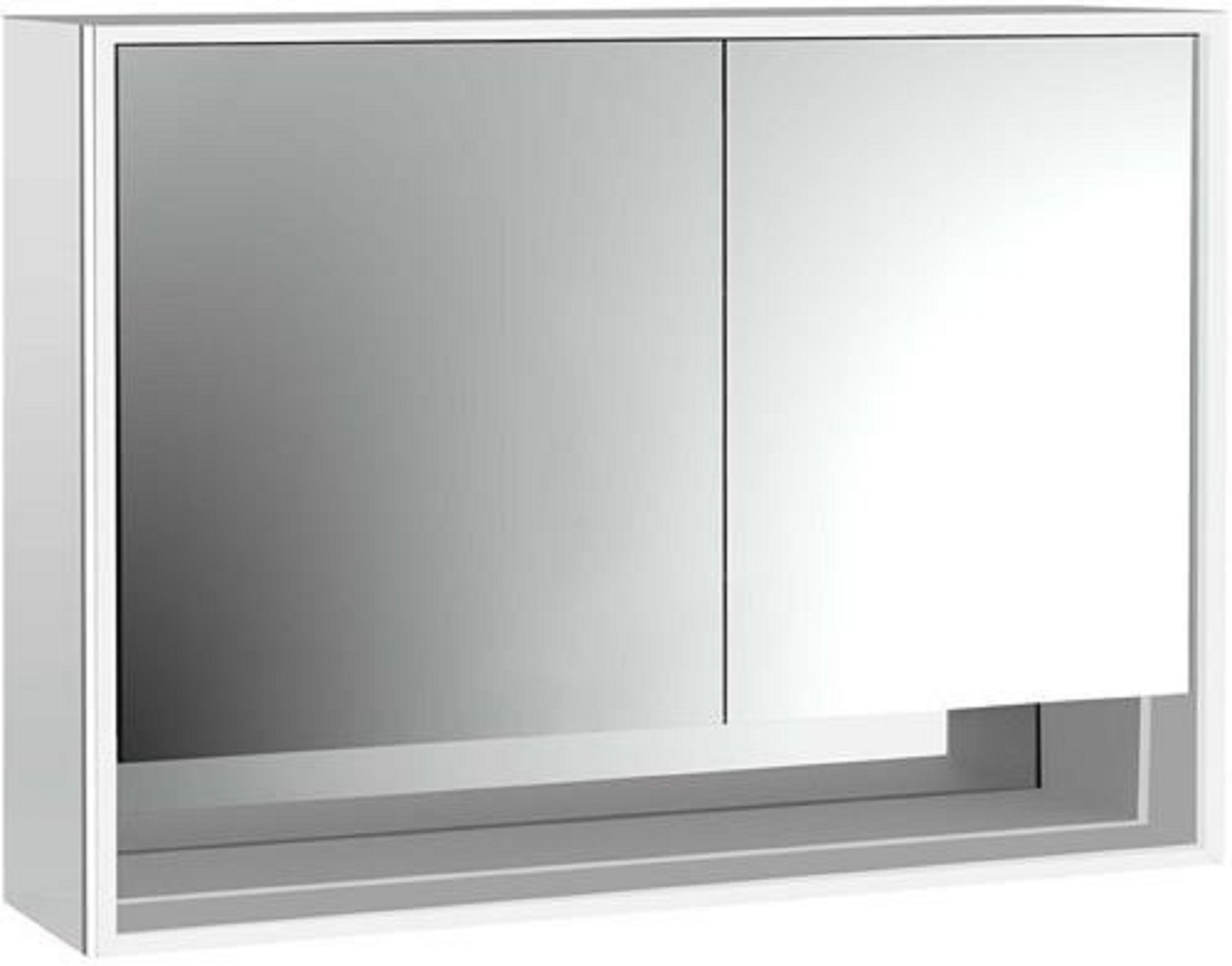 LED-Lichtspiegelschrank | LOFT | Aufputz, 1000 x 733 mm, 2-türig, breite | Aluminium/weiß
