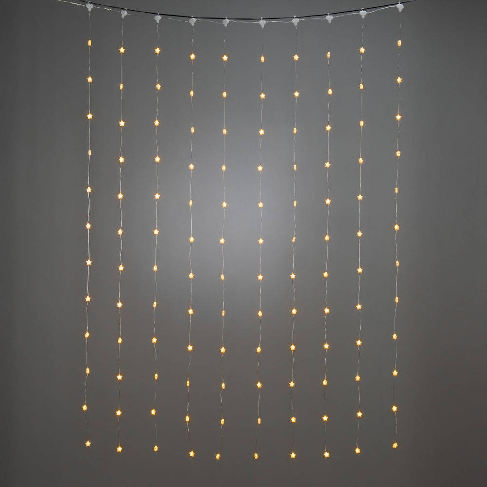 Konstsmide | LED Lichtervorhang | 120 Sterne | 120 bernsteinfarbene Dioden | USB | Innen