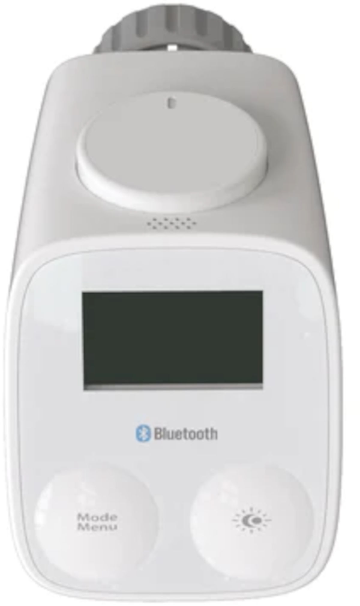 Wesmartify Heizkörperthermostat Bluetooth, Frontansicht, vor weißem Hintergrund