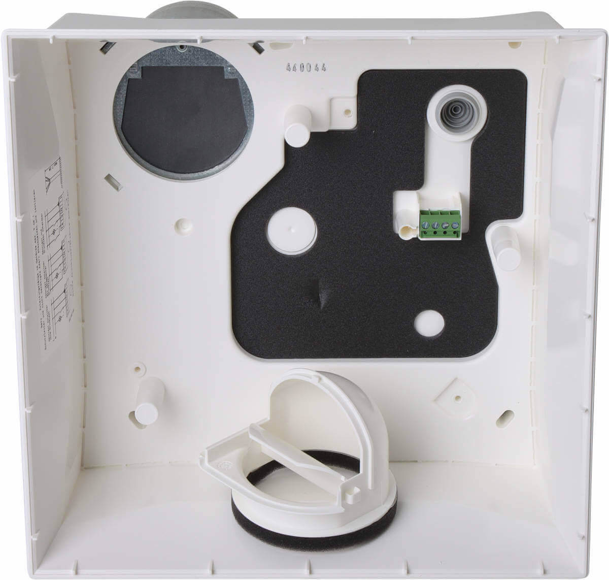ZEWO SmartFan 2.0 Aufputzgehäuse ER-APB mit Brandschutz, Innenansicht, vor weißem Hintergrund