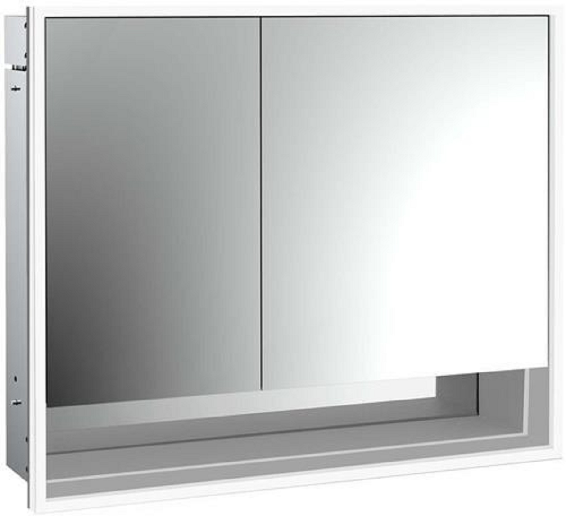 LED-Lichtspiegelschrank | LOFT | Unterputz, 800 x 733 mm, 2-türig, breite | Aluminium/weiß