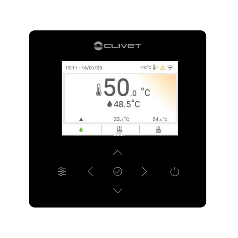 Clivet Bedieneinheit für Edge F schwarz | Home Perfect Clivet Bedieneinheit für Edge F schwarz, Frontalansicht, vor weißem Hintergrund