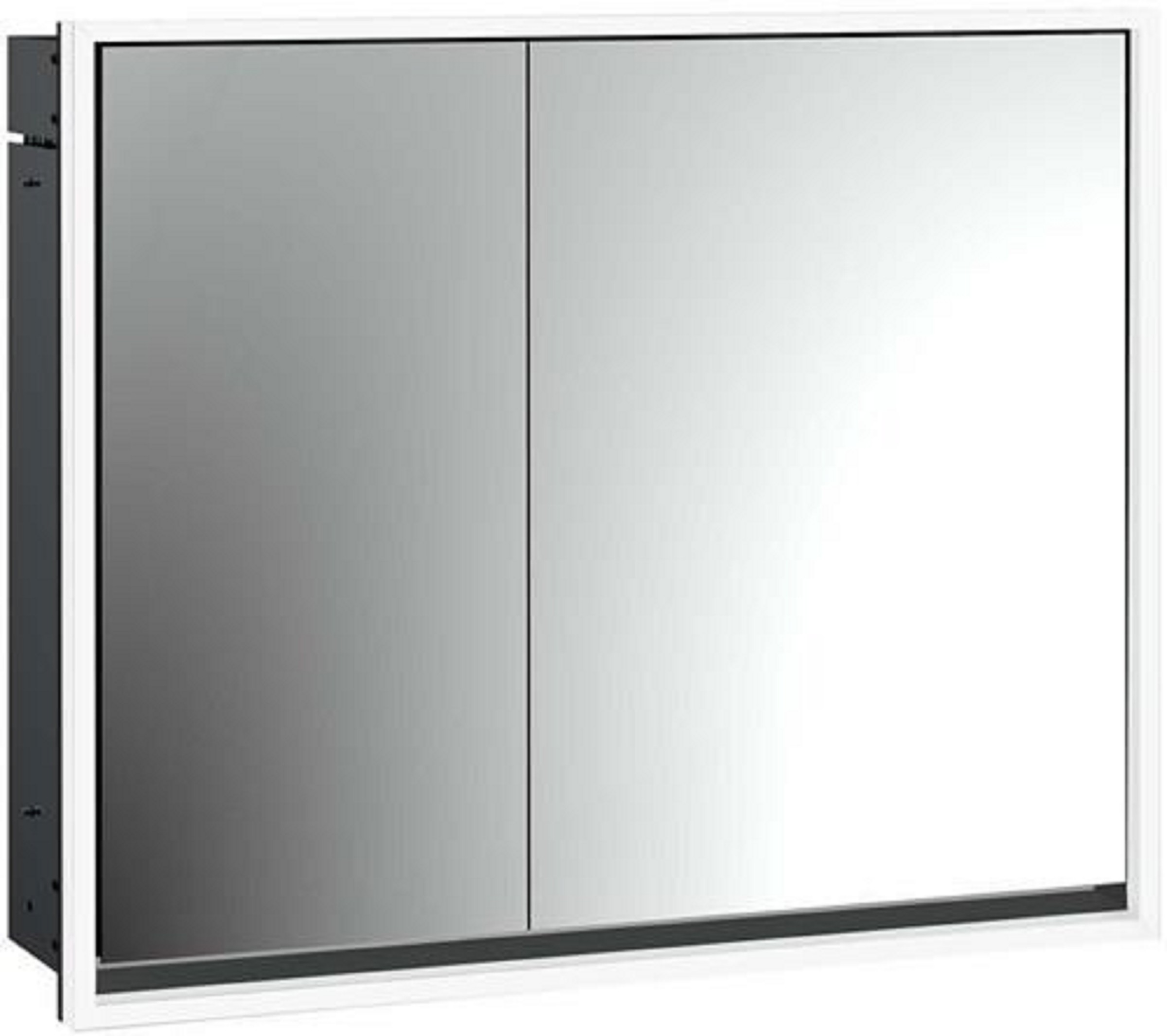 LED-Lichtspiegelschrank | LOFT | Unterputz, 800 x 733 mm, 2-türig, breite | schwarz/spiegel