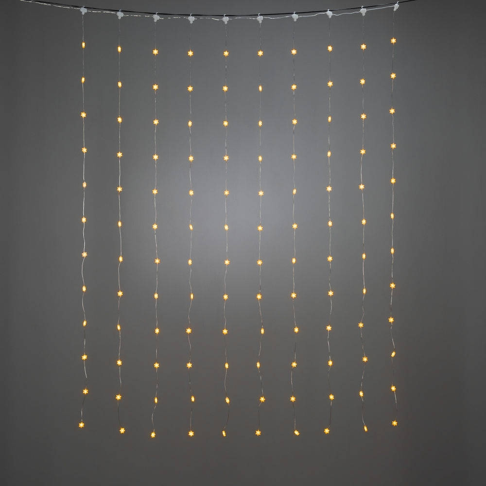 Konstsmide | LED Lichtervorhang | 120 Schneeflocken | 120 bernsteinfarbene Dioden | USB | Innen