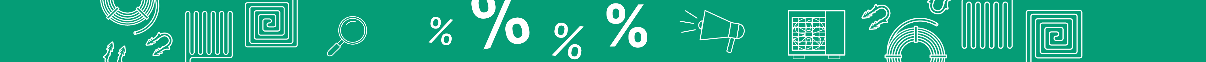 Kategorie-Header Sale weiße Icons Haustechnik und Prozentzeichen auf grünem Hintergrund