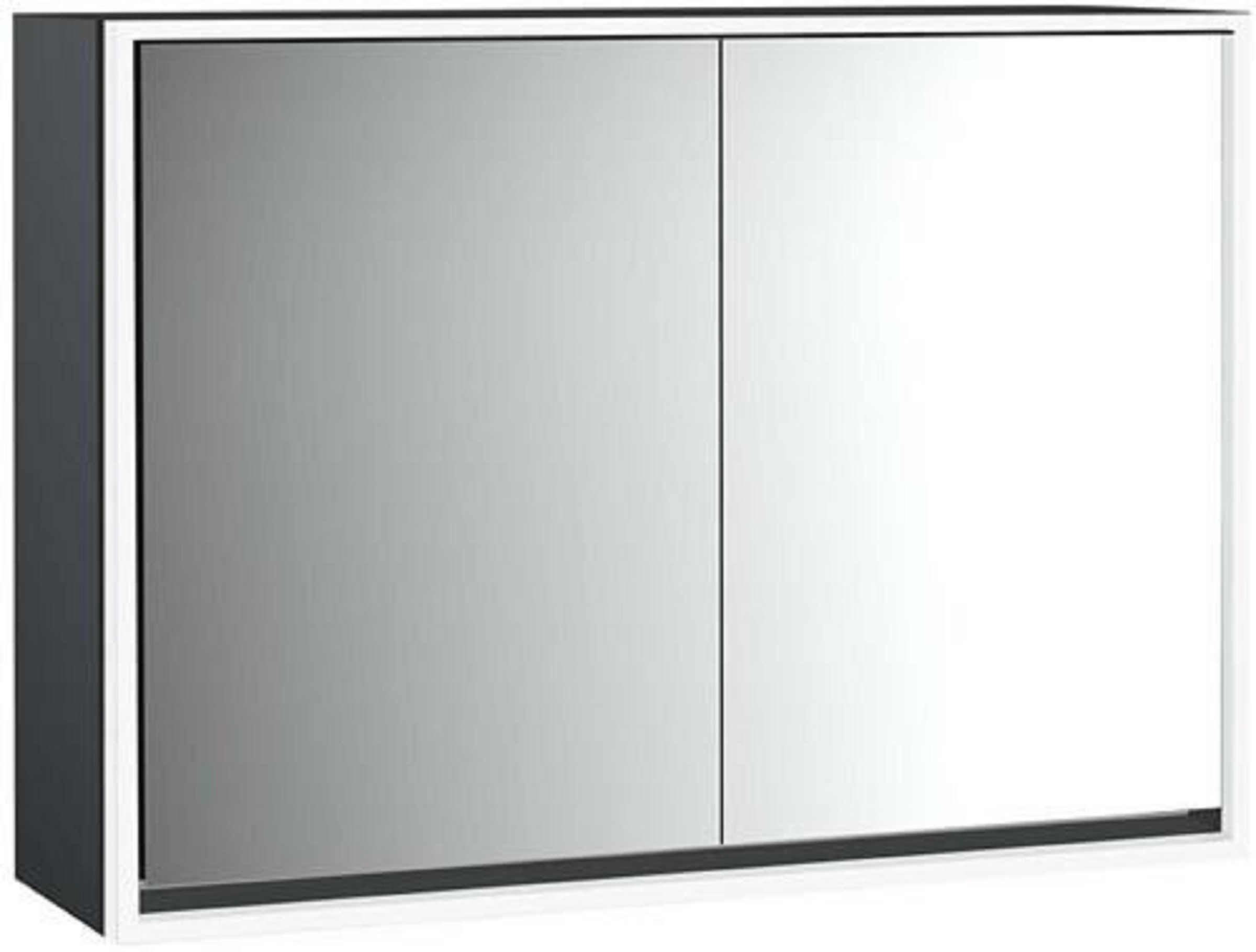LED-Lichtspiegelschrank | LOFT | Aufputz, 1000 x 733 mm, 2-türig | schwarz/spiegel
