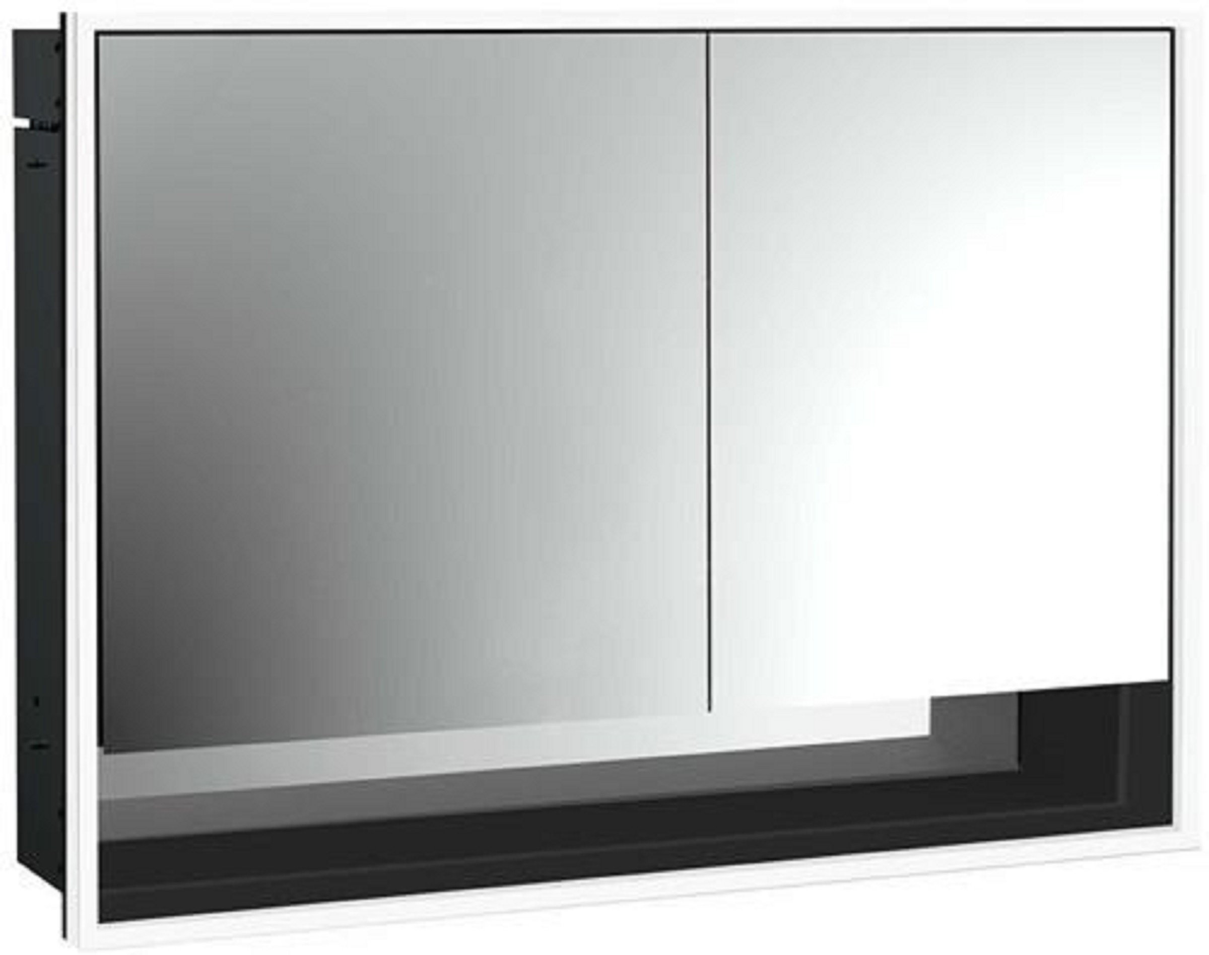 LED-Lichtspiegelschrank | LOFT | Unterputz, 1000 x 733 mm, 2-türig, breit | schwarz/Spiegel