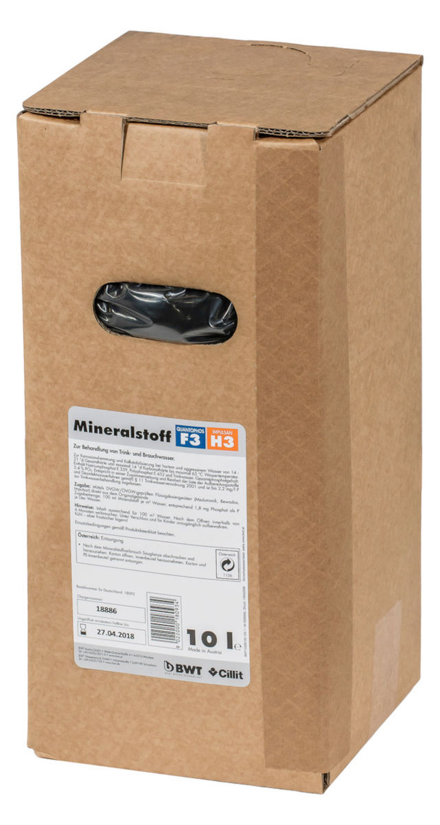 BWT Mineralstofflösung Quantophos F3/H3 10 Liter | Home Perfect BWT Mineralstofflösung Quantophos F3/H3 10 Liter, Frontansicht, vor weißem Hintergrund
