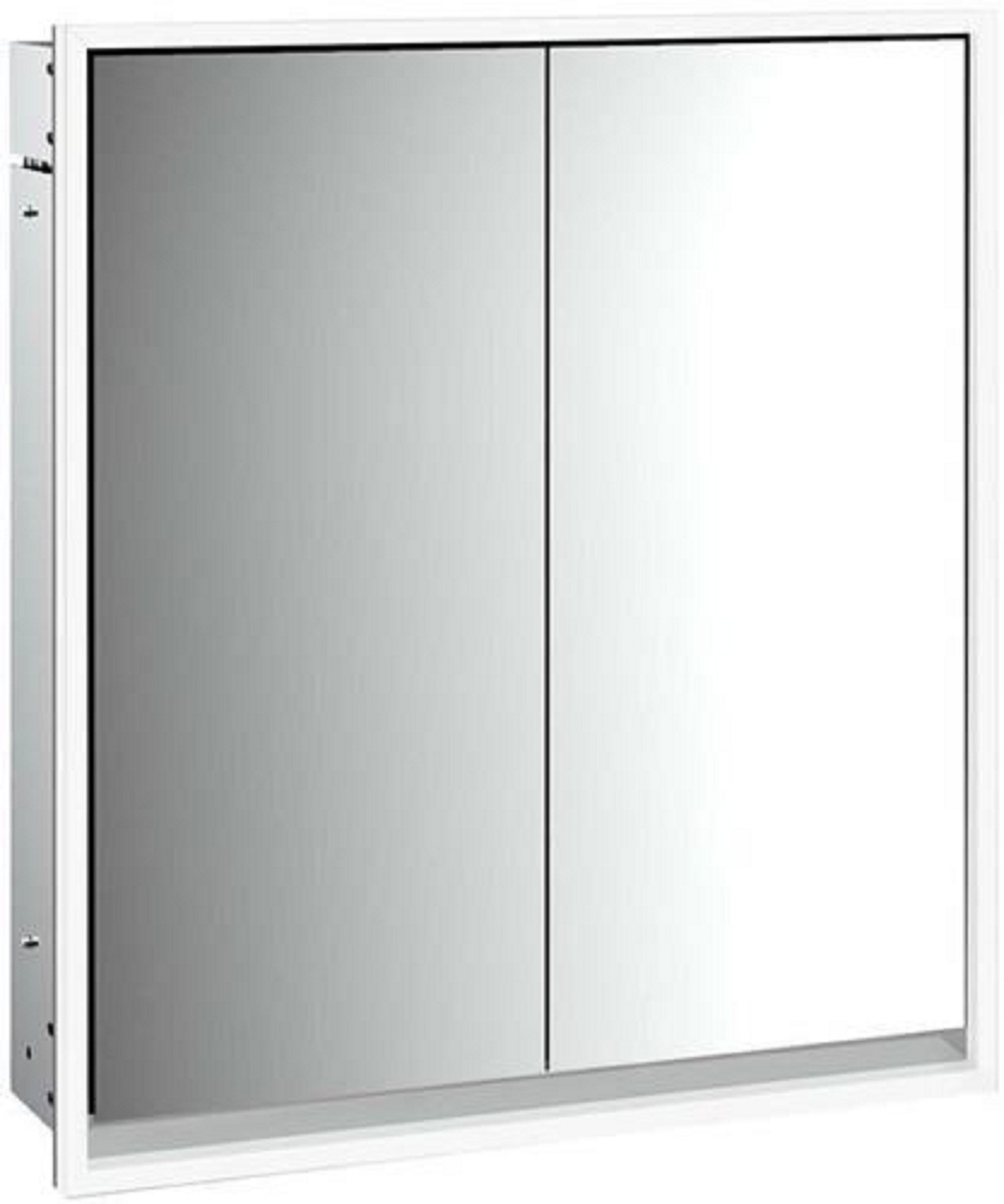 LED-Lichtspiegelschrank | LOFT | Unterputz, 600 x 733 mm, 2-türig | aluminium/weiß