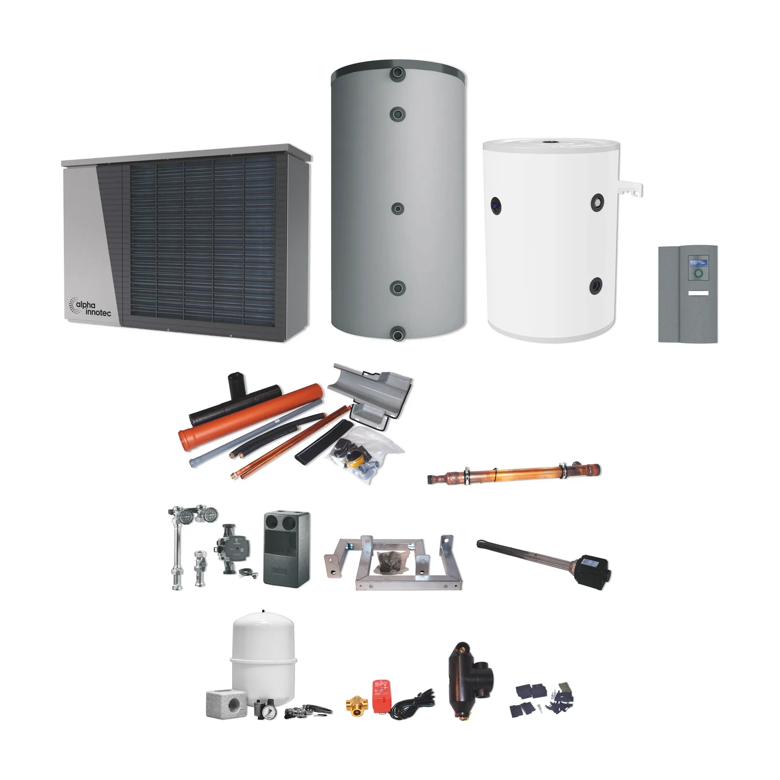 alpha innotec Hybrox 5 Wärmepumpen-Set mit WR, Anschlusspaket Wand, WWS 202 und WTPSK 101