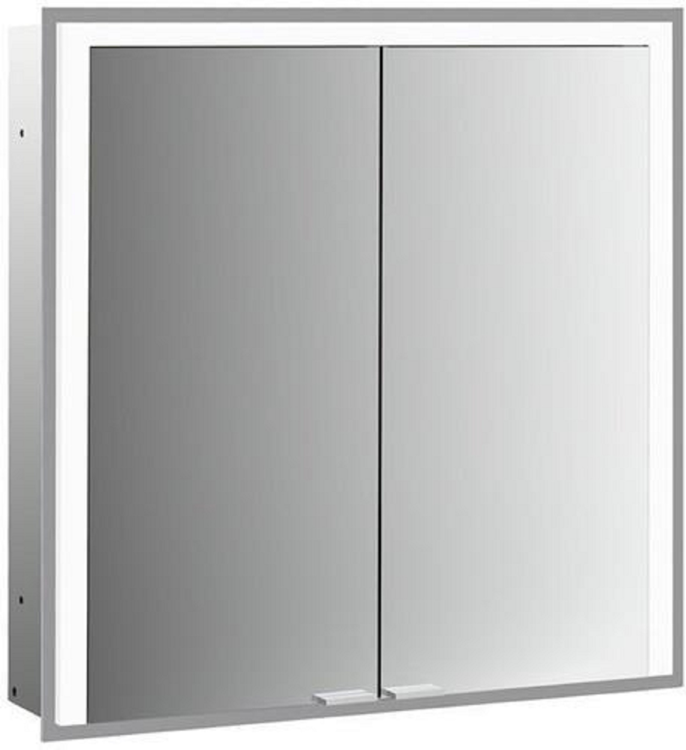 LED-Lichtspiegelschrank | PRIME 3 | Unterputz, 800 x 730 mm, 2-türig | aluminium/spiegel