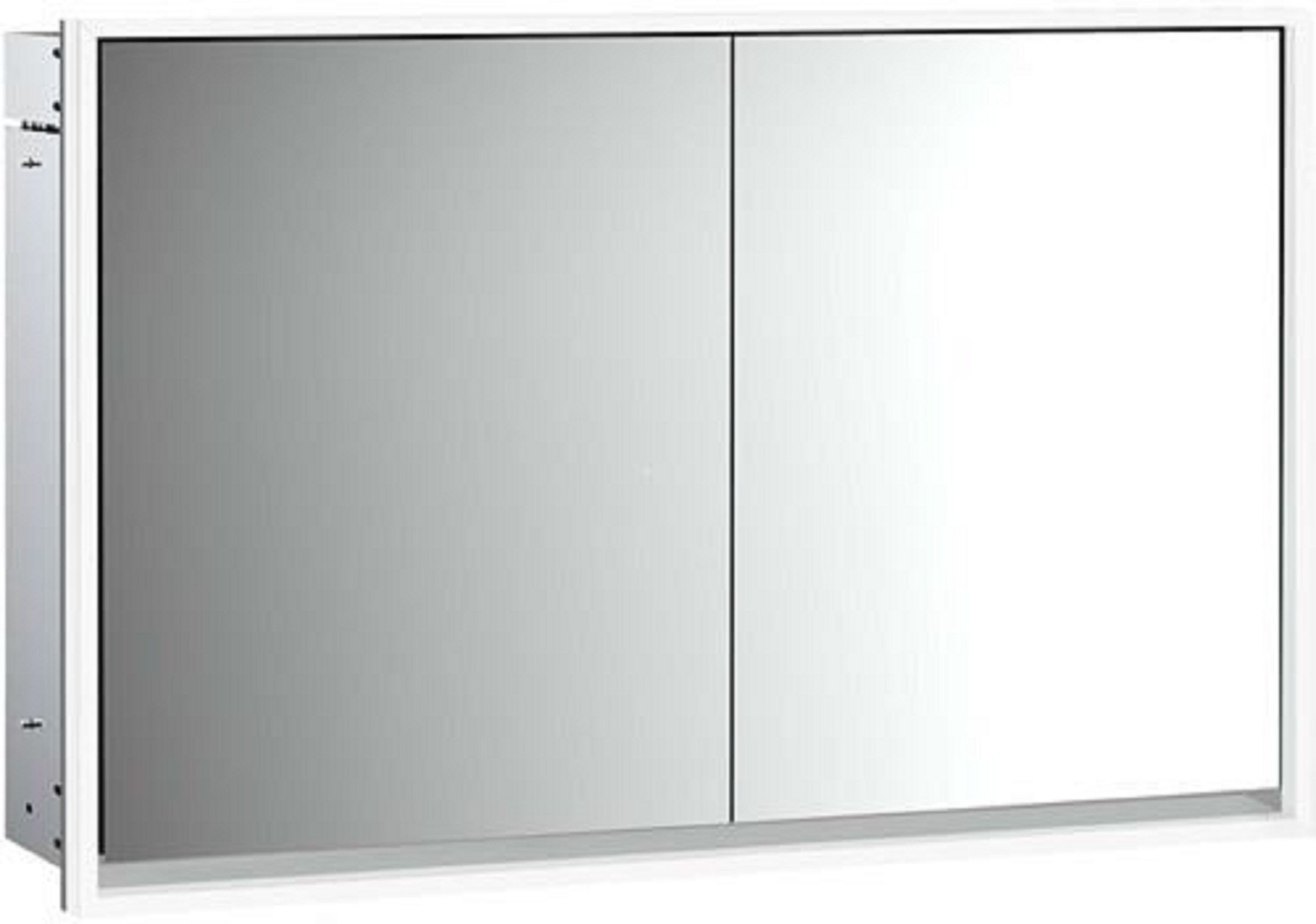 LED-Lichtspiegelschrank | LOFT | Unterputz, 1200 x 733 mm, 2-türig | aluminium/weiß