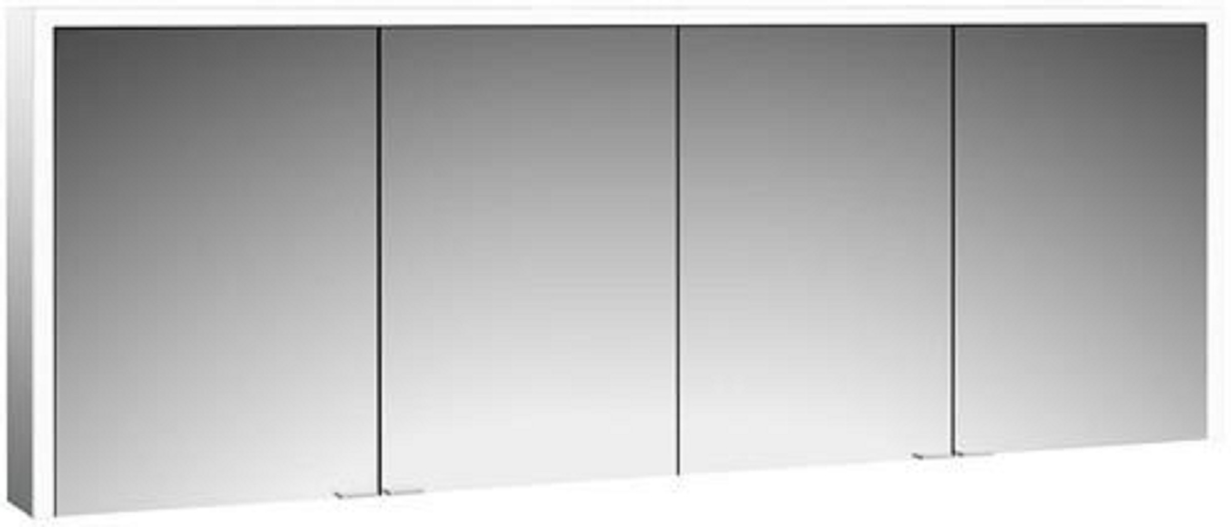 LED-Lichtspiegelschrank | PRIME 3 | Aufputz, 2000 x 700 mm, 4-türig | aluminium/spiegel