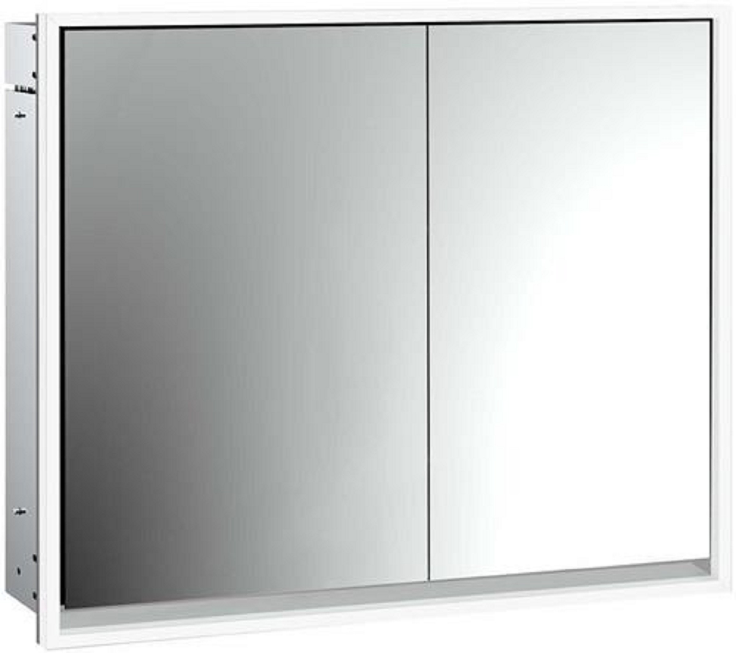 LED-Lichtspiegelschrank | LOFT | Unterputz, 800 x 733 mm, 2-türig, breite | aluminium/weiß