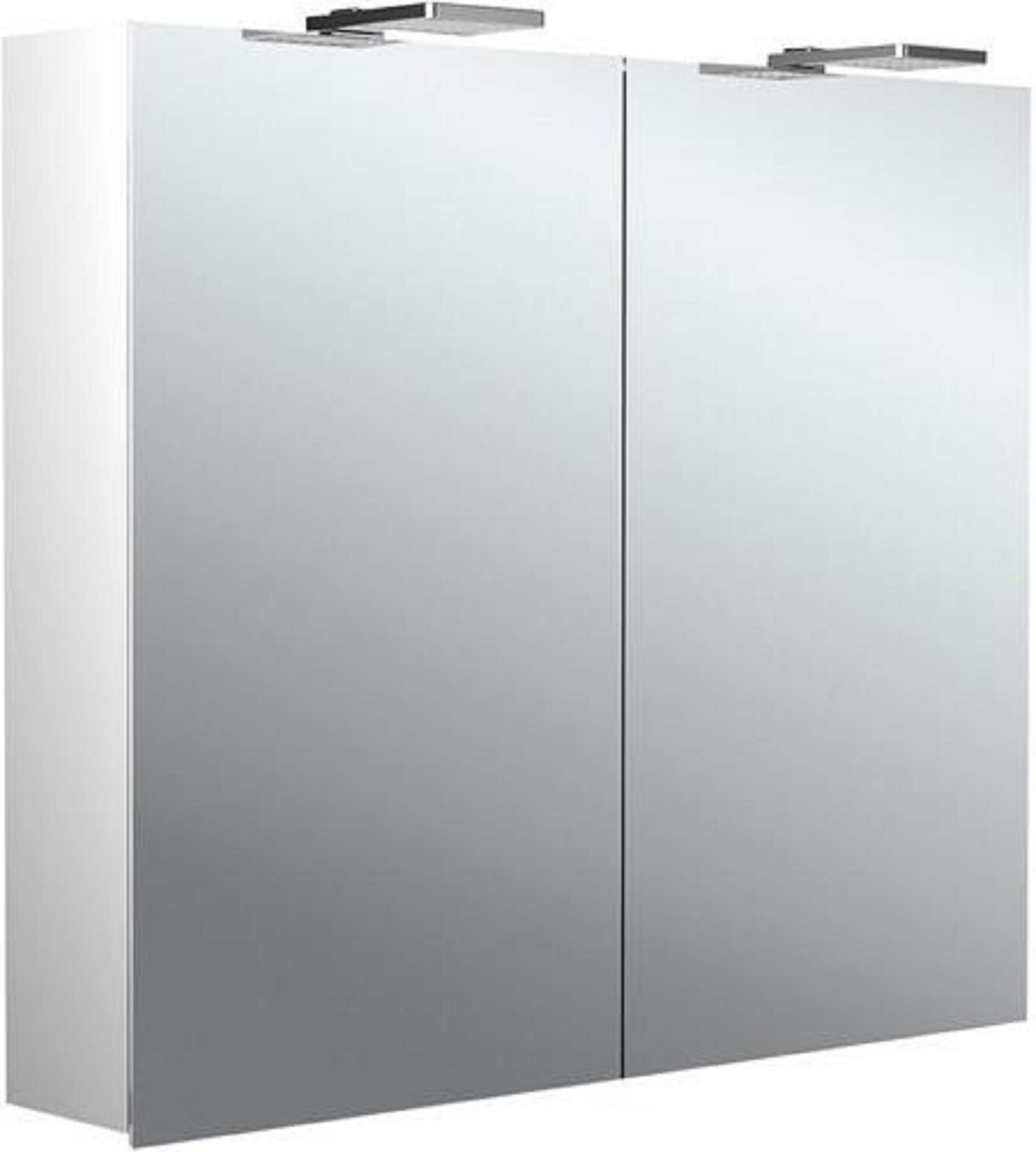 LED-Lichtspiegelschrank | ASIS PURE 2 STYLE | Aufputz, 800 x 721 mm, 2-türig | Aluminium