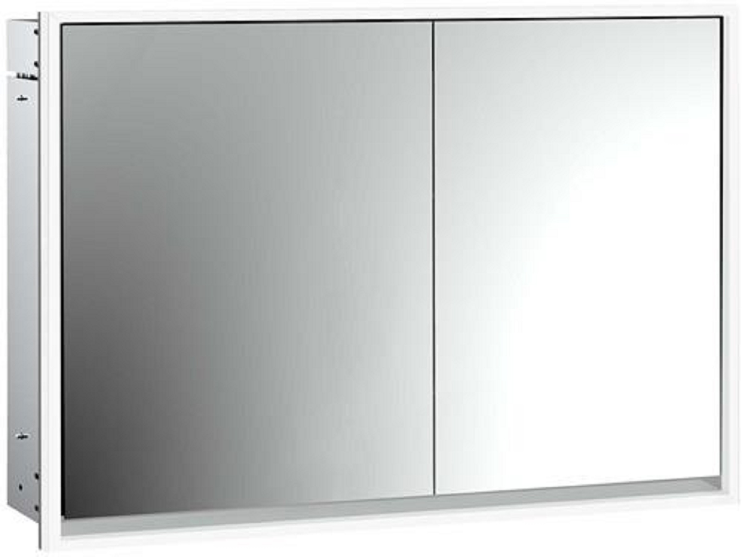 LED-Lichtspiegelschrank | LOFT | Unterputz, 1000 x 733 mm, 2-türig, breit | aluminium/weiß