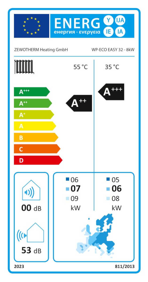Zewo Wärmepumpe Eco Easy 32 Monoblock-Wärmepumpe, 8 kW, Energielabel