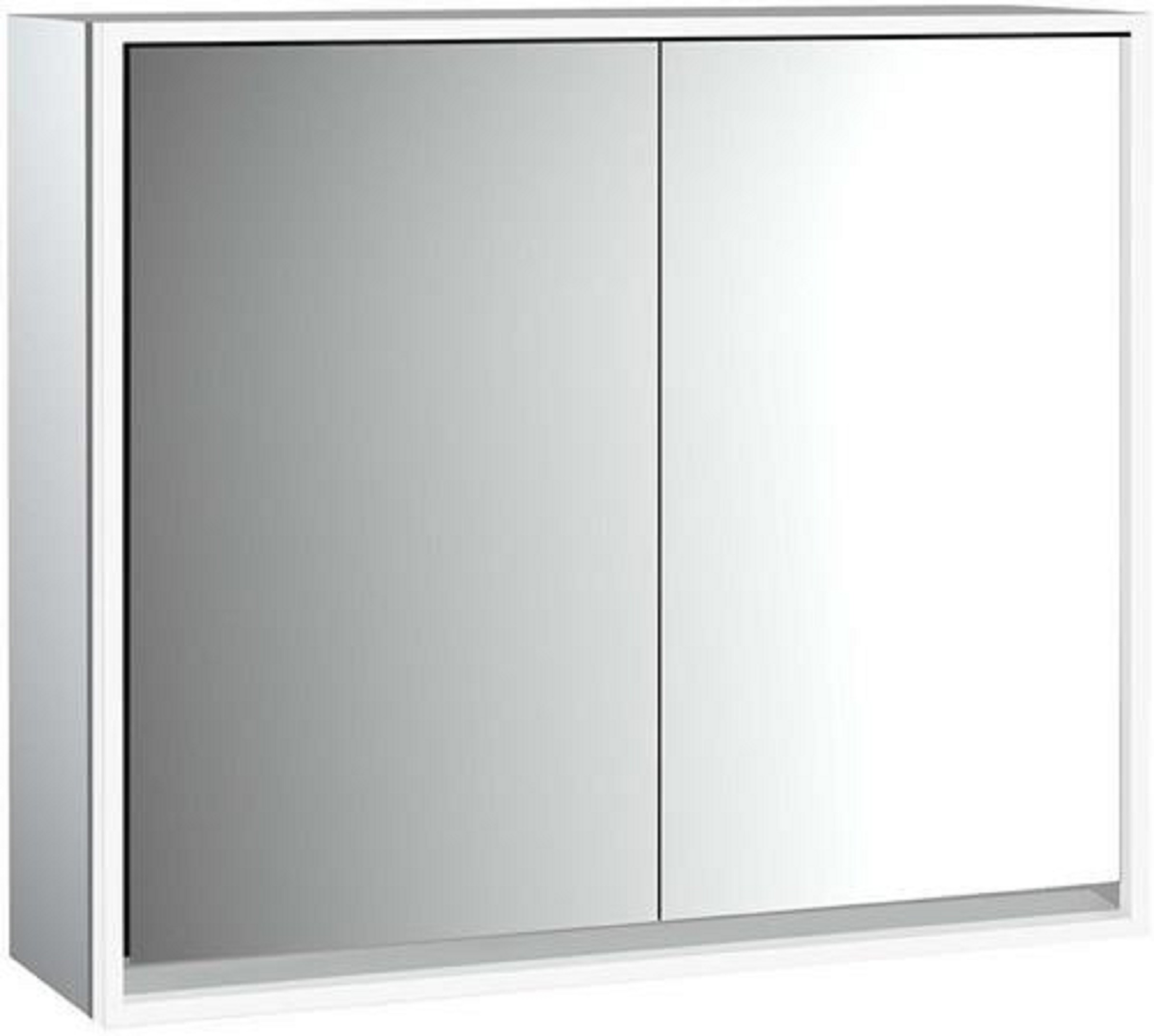 LED-Lichtspiegelschrank | LOFT | Aufputz, 800 x 733 mm, 2-türig | aluminium/weiß