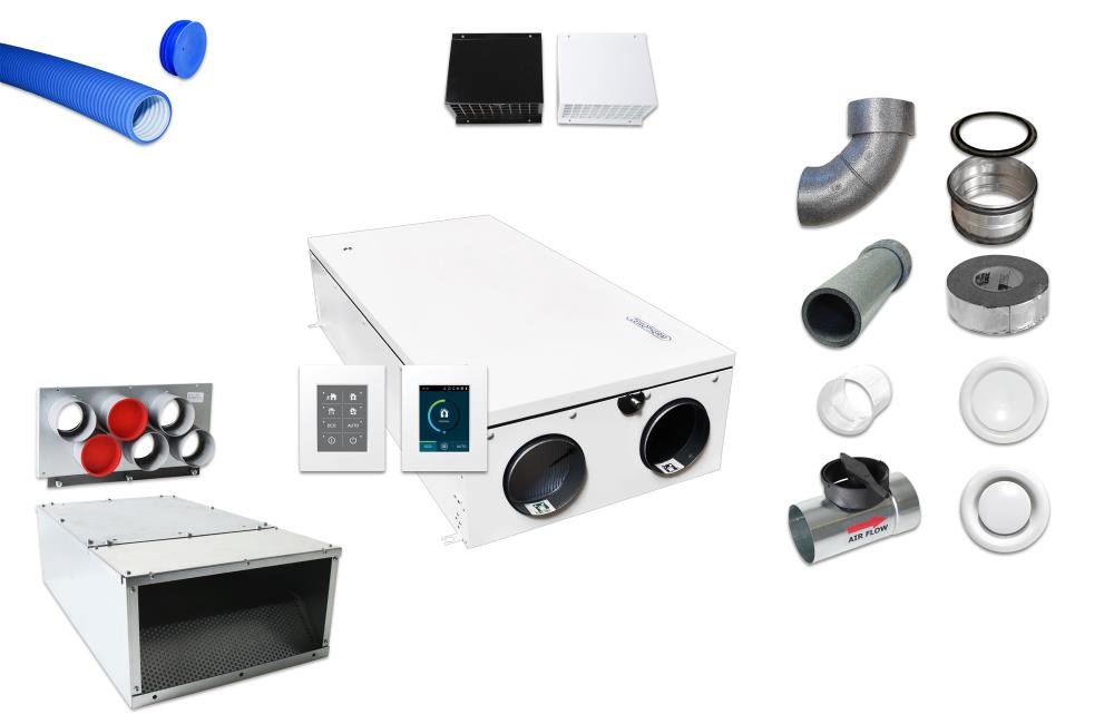 Zentrale Wohnraumlüftung Komplettset Vent CF-250, bis 150 m² Zentrale Wohnraumlüftung Komplettset Vent CF-250, bis 150 m²