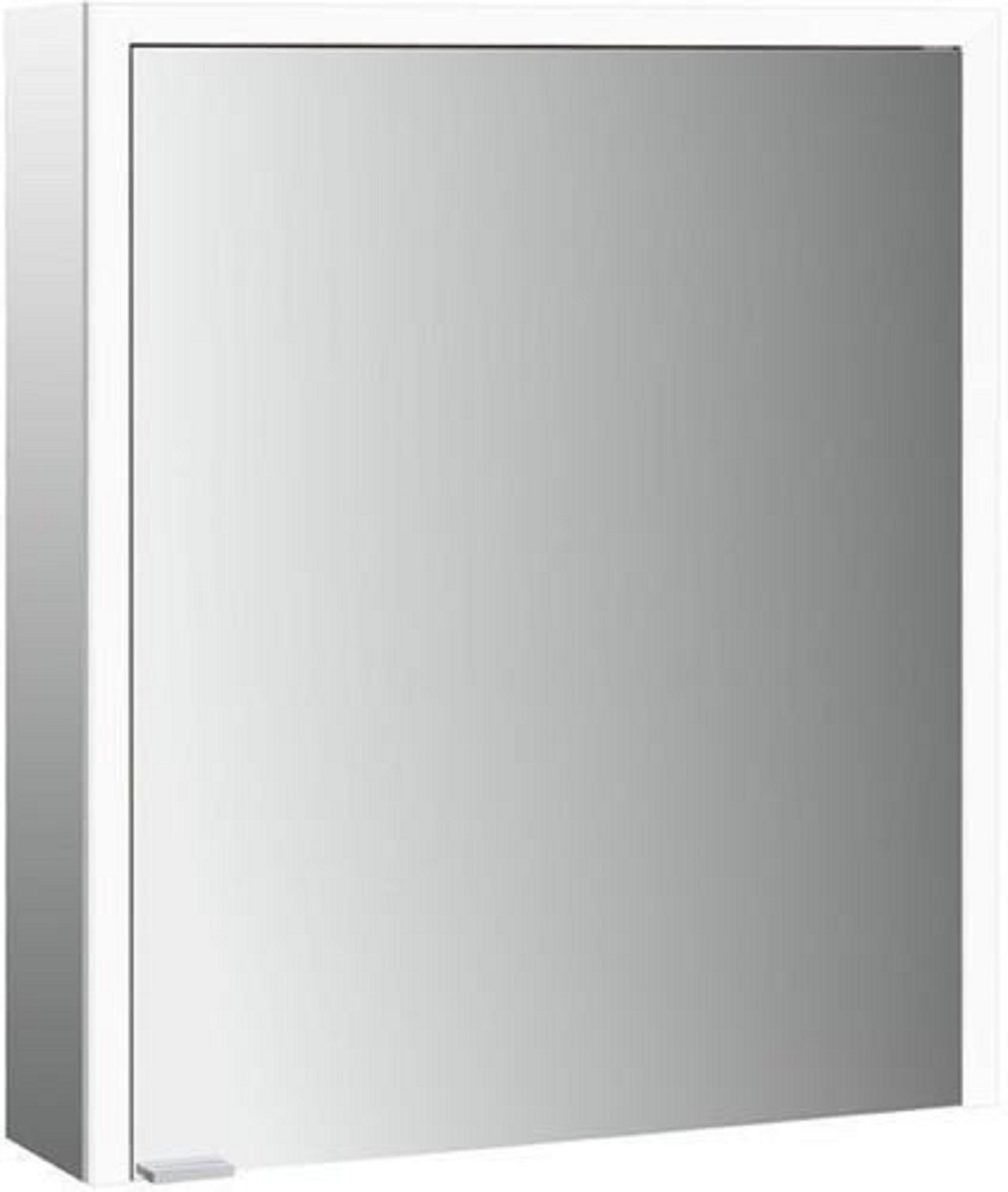 LED-Lichtspiegelschrank | PRIME 3 | Aufputz, 600 x 700 mm, 1-türig, Anschlag | aluminium/spiegel