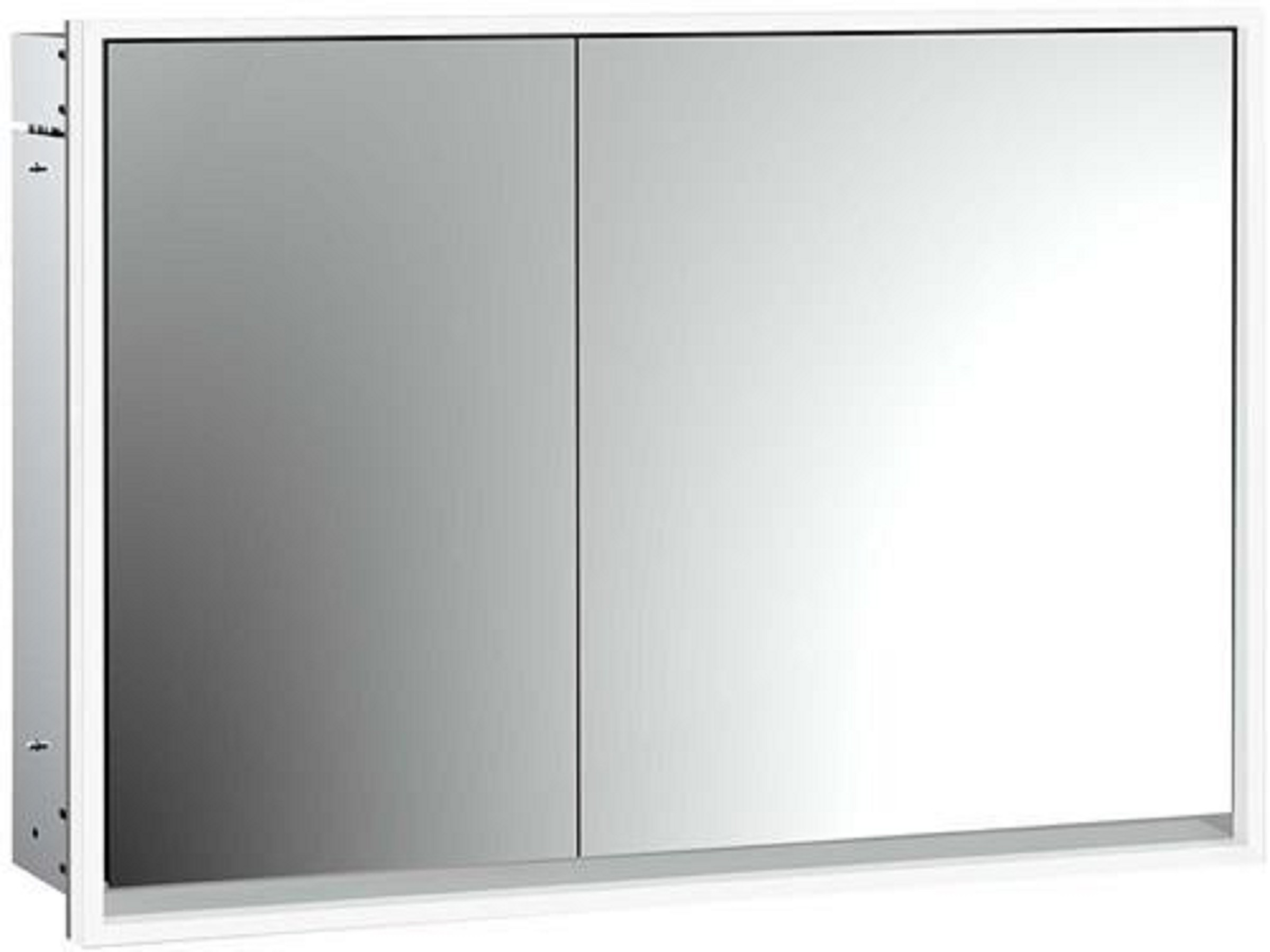 LED-Lichtspiegelschrank | LOFT | Unterputz, 1000 x 733 mm, 2-türig, breit | aluminium/weiß