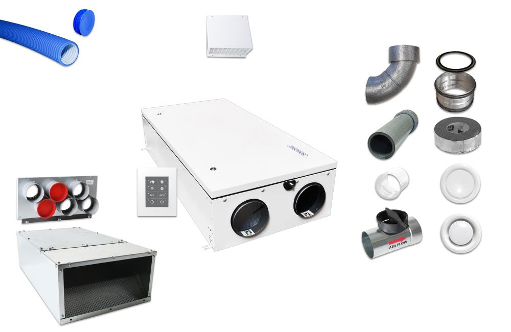 Zewotherm Lüftungspaket 150 m², CF250-R, Standard, weiß Zewotherm Lüftungspaket 150 m², CF250-R, Standard, weiß