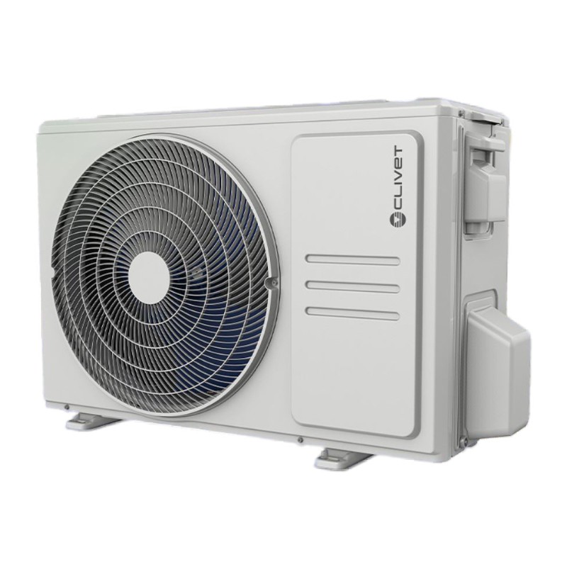 Clivet 5,3 kW EZCool Außeneinheit MONOSplit, Schrägansicht, vor weißem Hintergrund