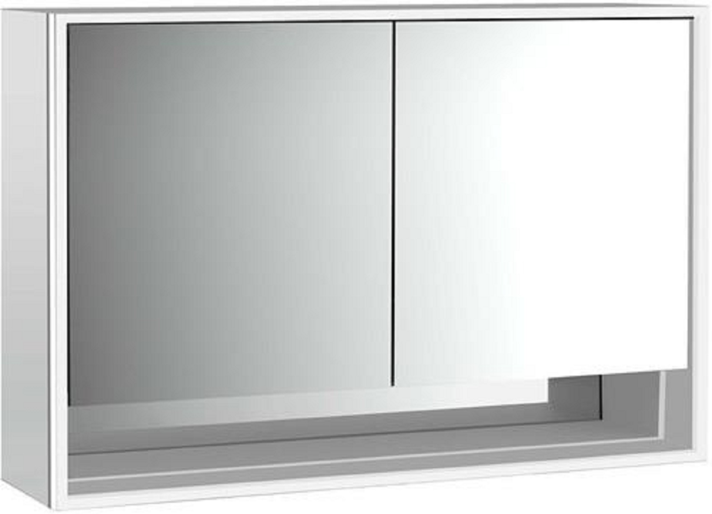 LED-Lichtspiegelschrank | LOFT | Aufputz, 1200 x 733 mm, 2-türig, Unterfa | Aluminium/weiß