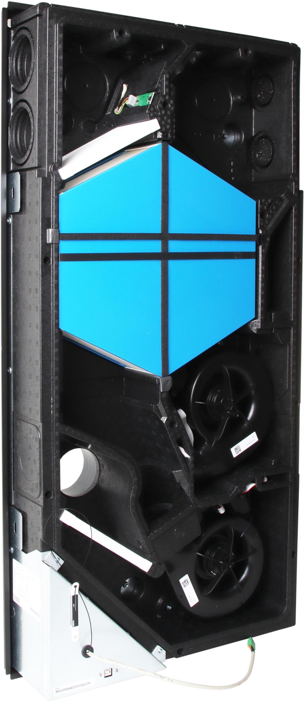 ZEWO Kompakt LG 75 H Unterputzset | Home Perfect ZEWO Kompakt LG 75 H Lüftungsgerät, Innenansicht, auf weißem Hintergrund