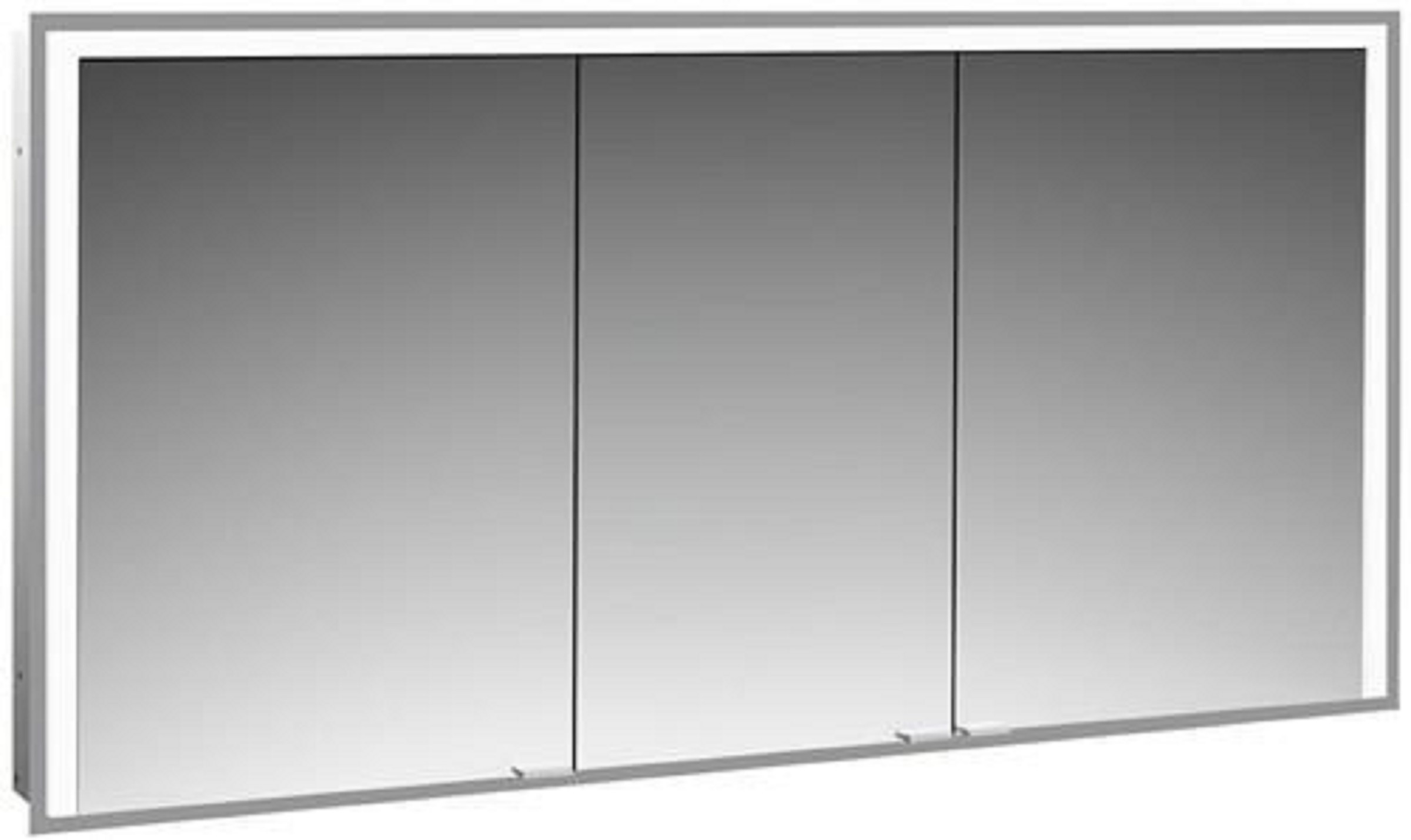 LED-Lichtspiegelschrank | PRIME 3 | Unterputz, 1400 x 730 mm, 3-türig | aluminium/spiegel