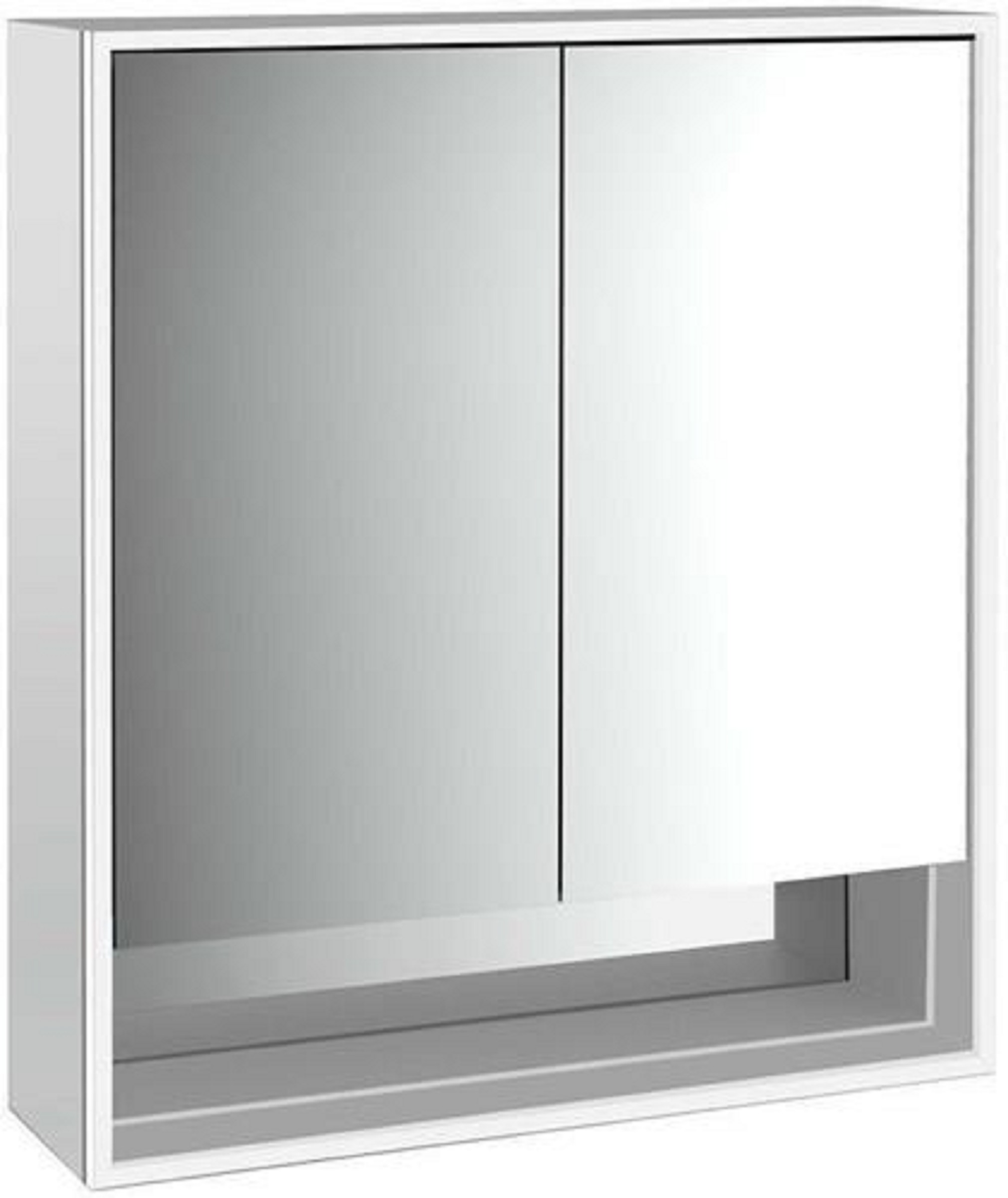 LED-Lichtspiegelschrank | LOFT | Aufputz, 600 x 733 mm, 2-türig, Unterfac | Aluminium/weiß