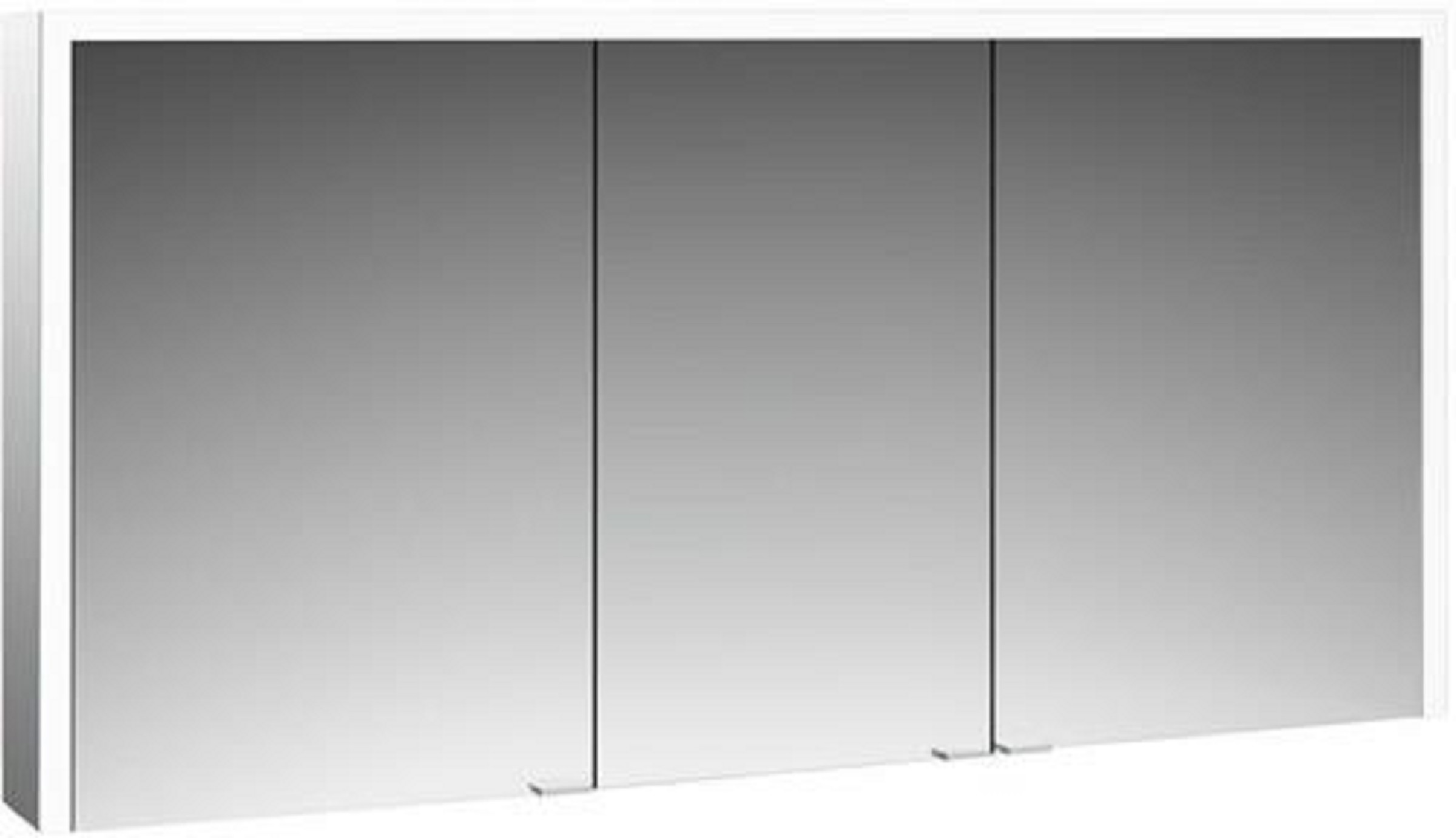 LED-Lichtspiegelschrank | PRIME 3 | Aufputz, 1400 x 700 mm, 3-türig | aluminium/spiegel