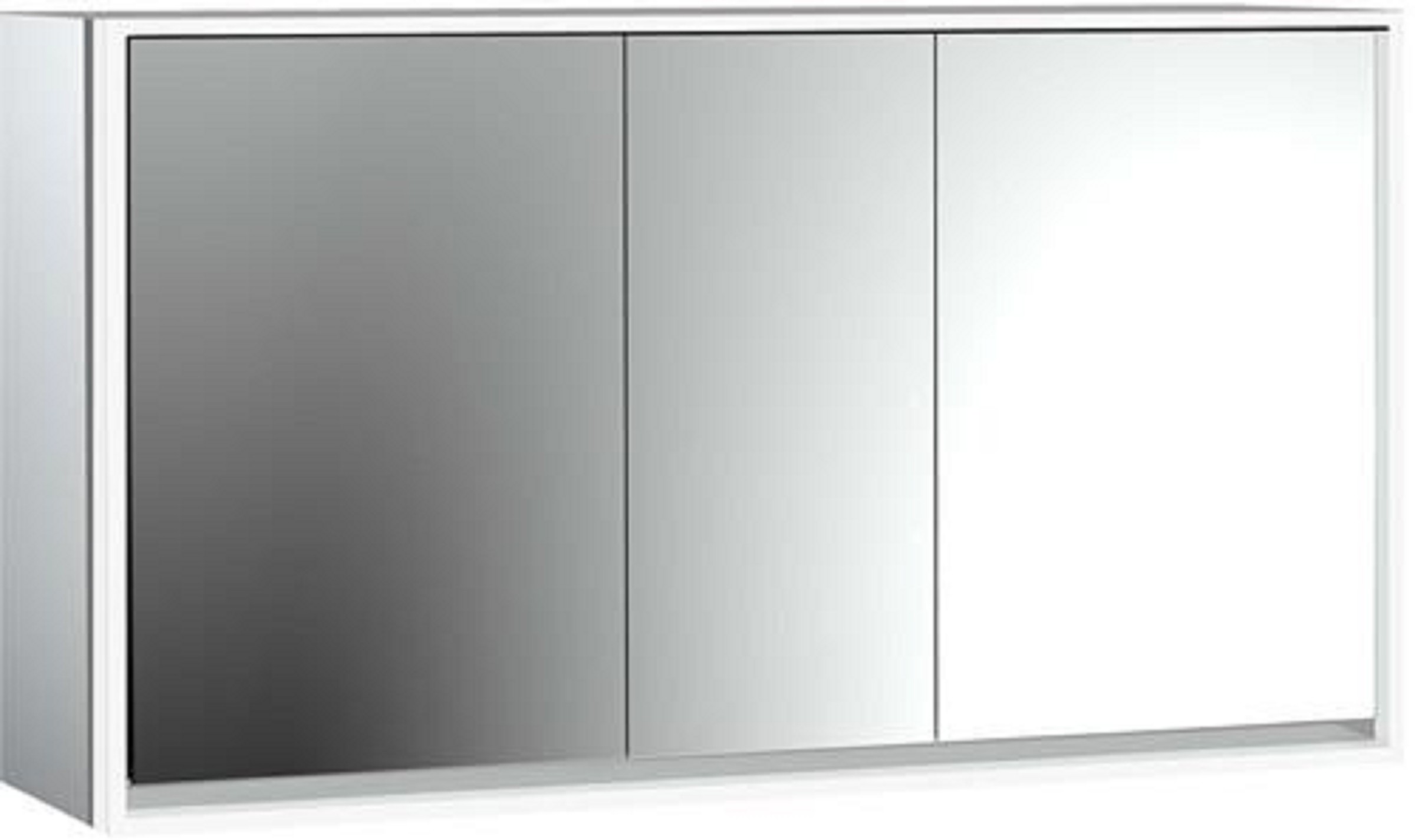 LED-Lichtspiegelschrank | LOFT | Aufputz, 1600 x 733 mm, 3-türig | aluminium/weiß