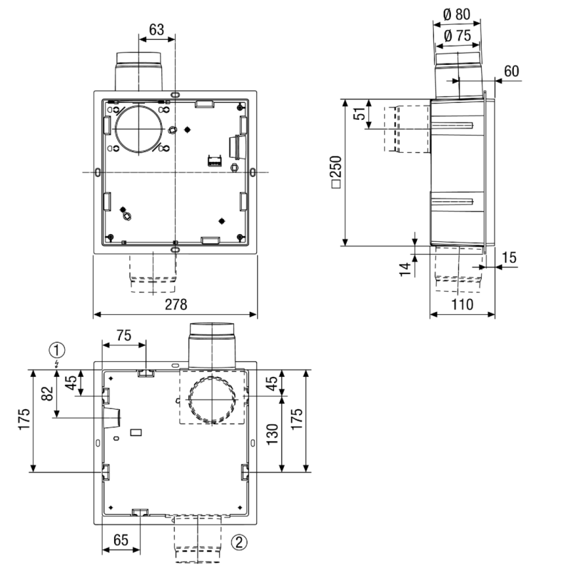 Maico Unterputzgehäuse Badlüfter, Typ ERGH Home Perfect